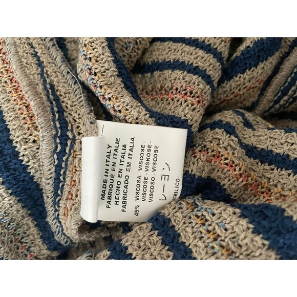 M MISSONI Sz 12 XL Blue Taupe Striped Knit Cardigan Blazer Jacket Quiet Luxury - Picture 7 of 8